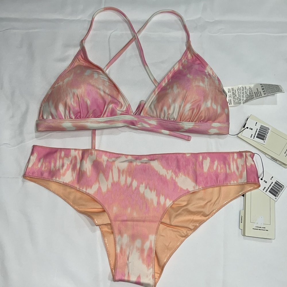 RIPCURL CLASSIC SURF ECO CROSSBACK TRI BIKINI TOP & CHEEKY BIKINI BOTTOM, M - Picture 2 of 9